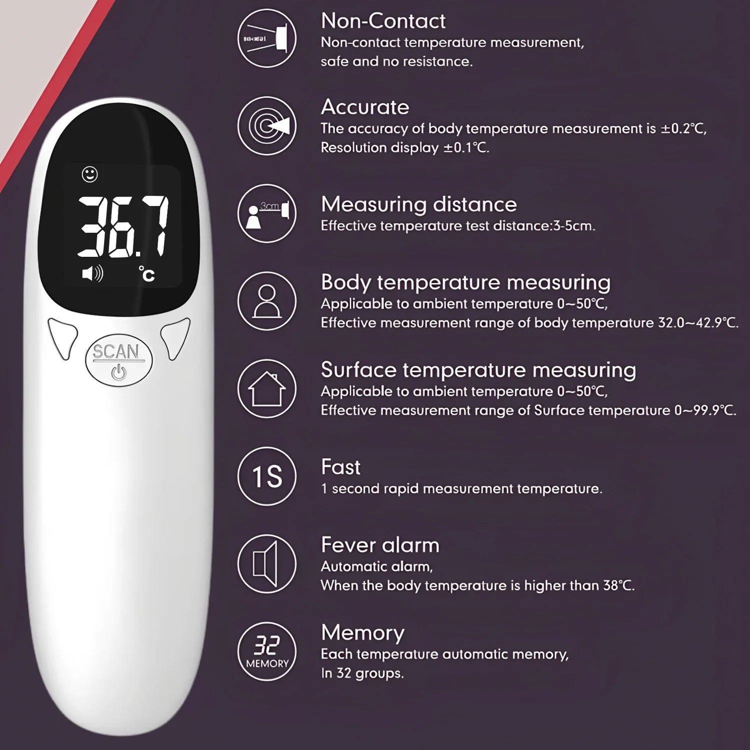 Pet Ear Digital Thermometer Non-Contact Electronic Temperature Measuring Device for Dog Cat Puppy Veterinary Supplies